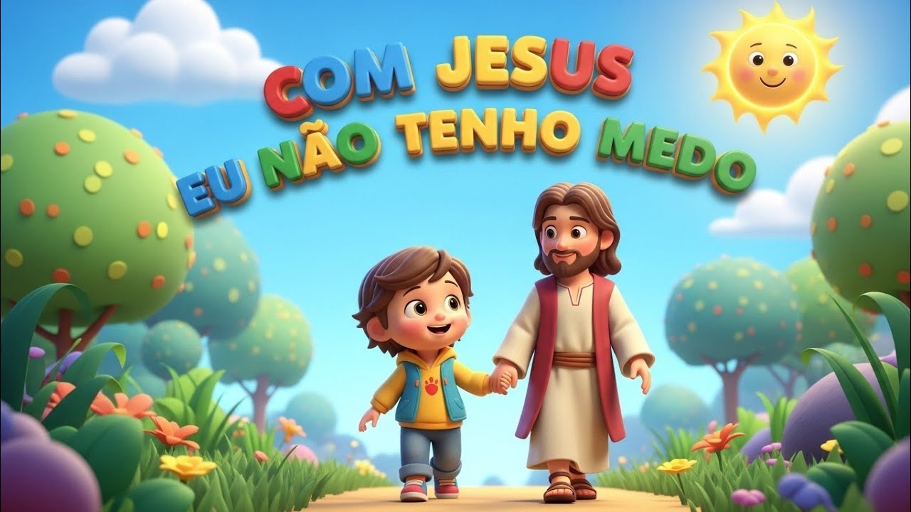COM JESUS EU NÃO TENHO MEDO 🌙💫 | Música Infantil Cristã | Louvor Alegre e Corajoso para Crianças