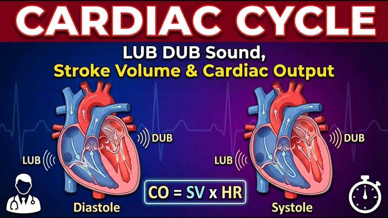 Cardiac cycle | LUB DUB Sound, Stroke Volume & Cardiac Output | Body Fluid and Circulation Class 11