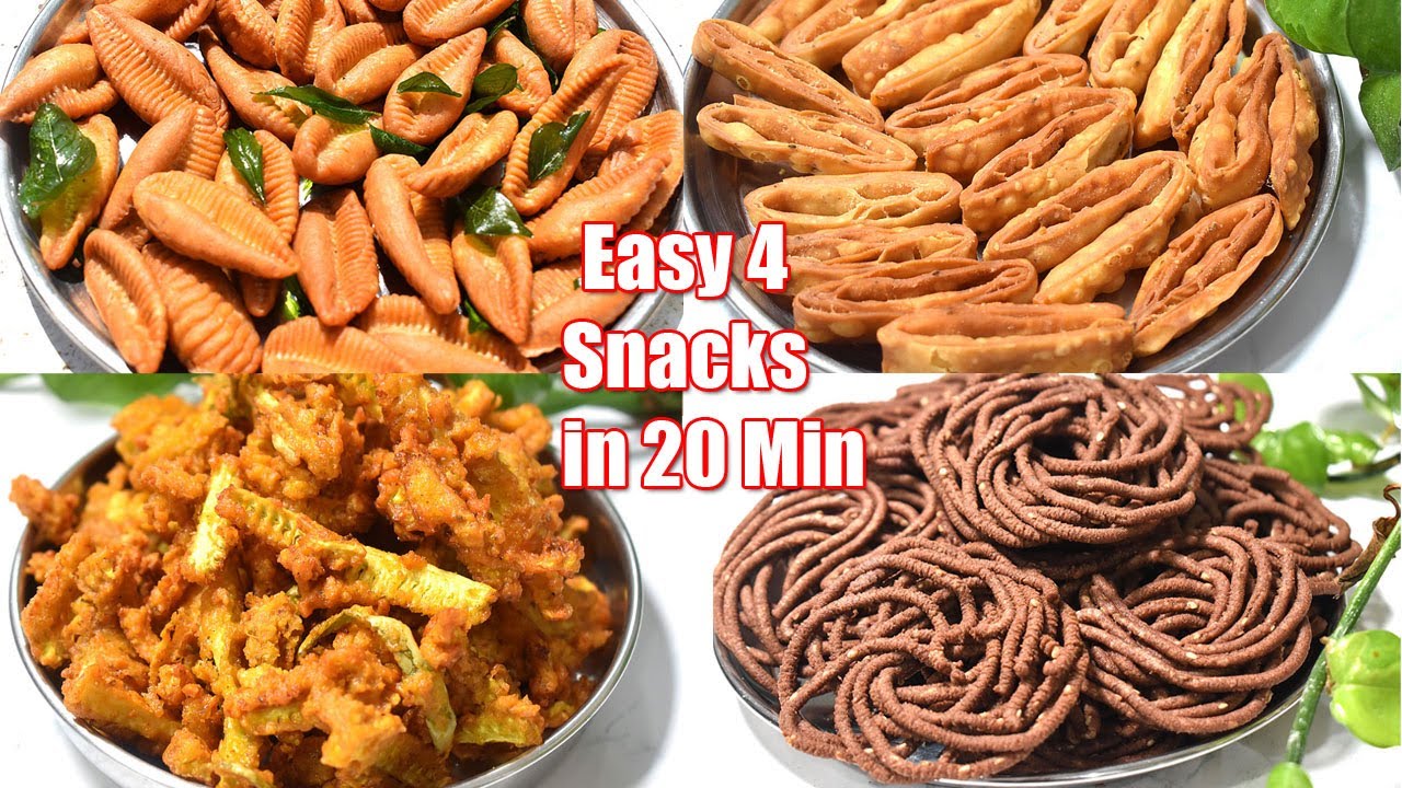 சுலபமான 4 வகை மொறு மொறு ஸ்னாக்ஸ் 20 நிமிசத்தில்-Easy 4 Instant Cripsy  Snack Box Recipe in 20 Min
