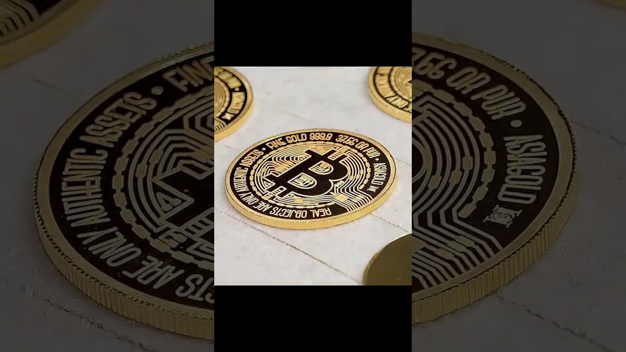 99.99% Pure Gold Making Into A Bitcoin #shortsfeed #bitcoinmaking #gold