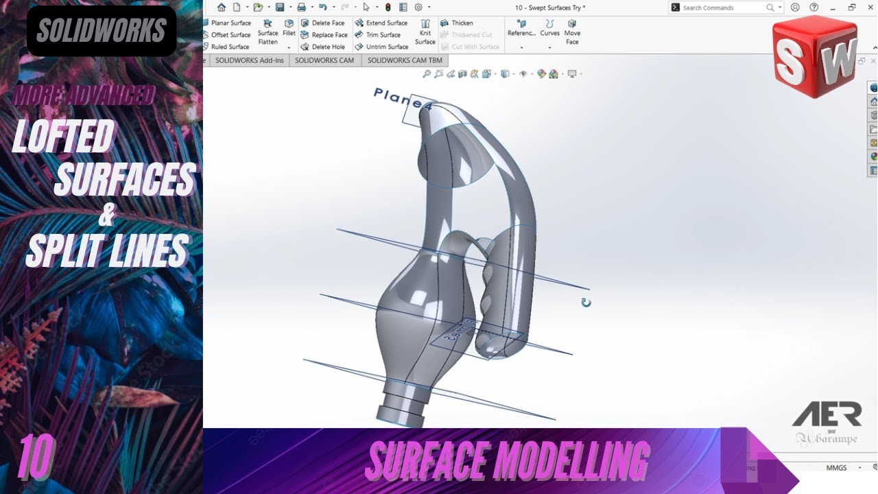 More Advanced Lofted Surface & Split Lines | Surface Modelling | Solidworks Tutorial | Stage #10 Eng