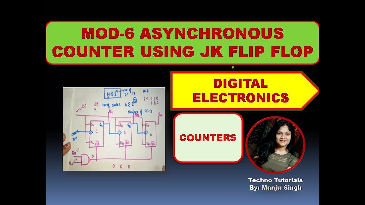 Mod-6 Asynchronous  counter using JK Flip Flop | MOD 6 COUNTER | Divide by 6 counter