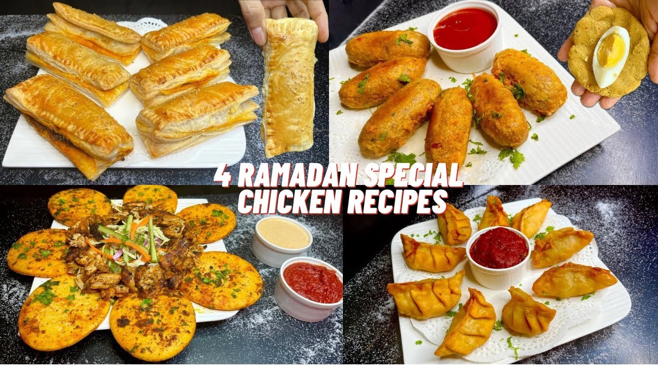4 Ramadan Special Recipes | Open Chicken Shawarma | Chicken Puff | Fried Momos | Egg Chicken Kabab