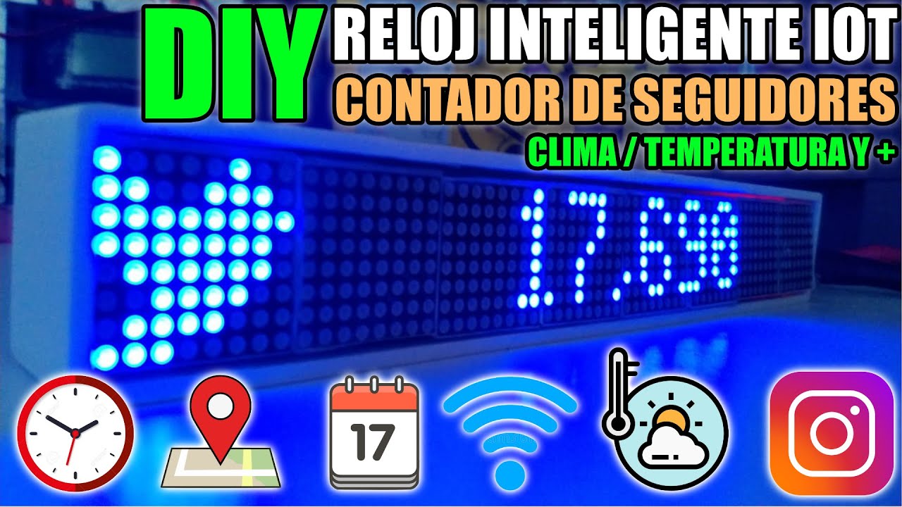 CONTADOR DE SEGUIDORES DE INSTAGRAM / TWITTER / RELOJ INTELIGENTE IOT MAX7219 WEMOS D1 MINI