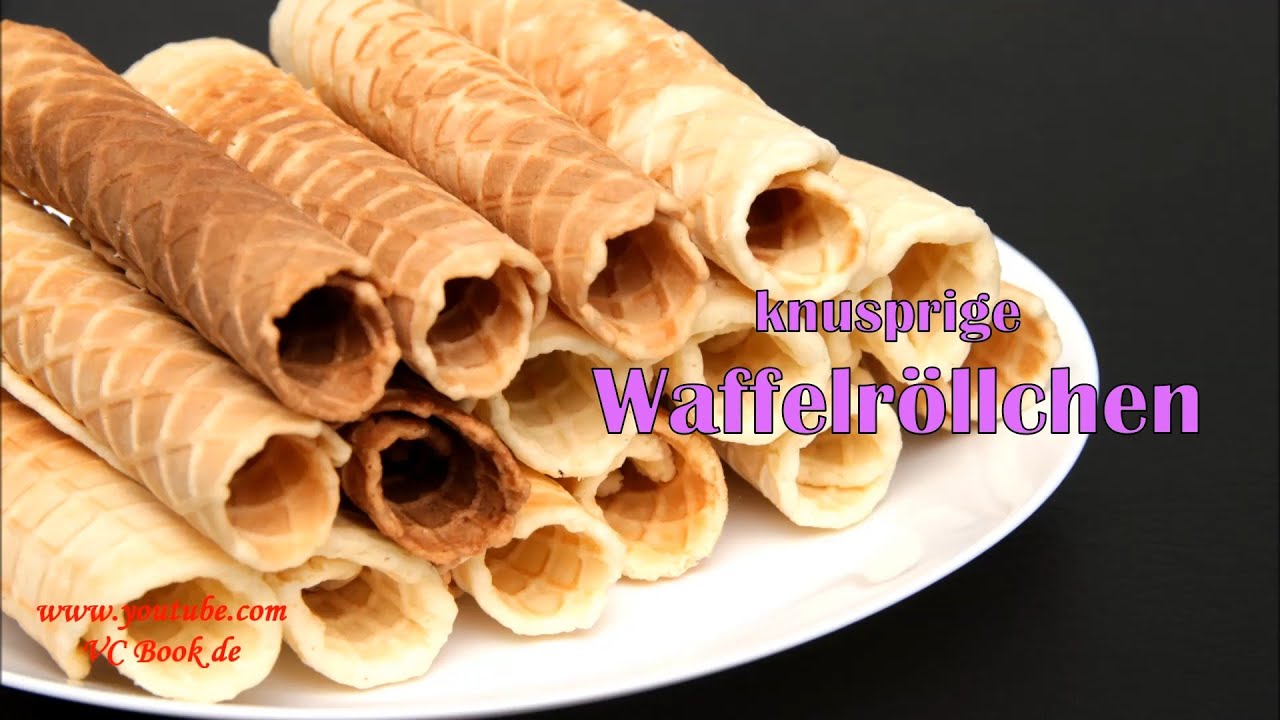 Knusprige Waffelr&ouml;llchen / Eiswaffelhoernchen / Einfaches Waffel Rezept