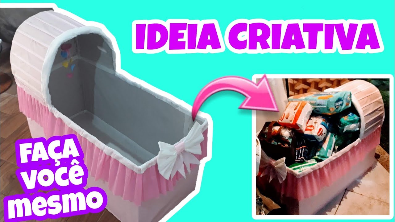 💡 Como fazer CAIXA DE PRESENTES para cha de bebe | cha de fraldas | com papelão e papel crepom diy