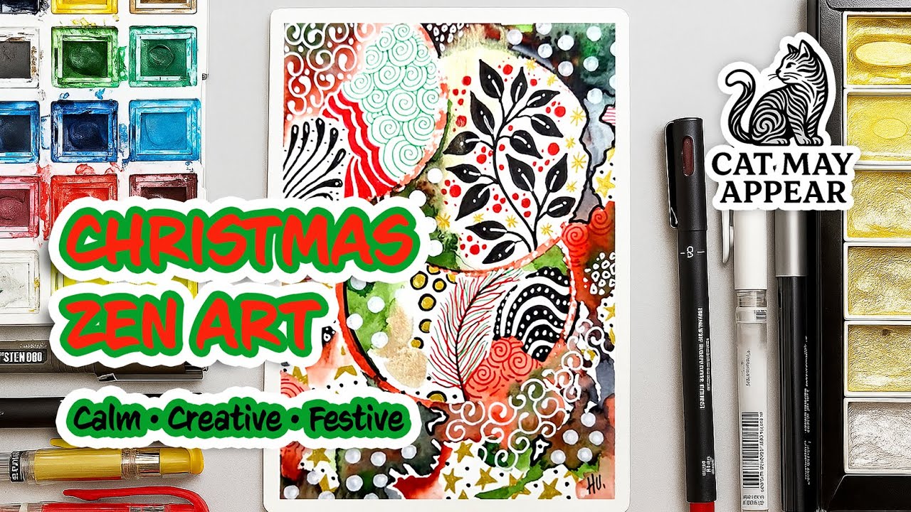 Colorful Zentangle Christmas Card 🎄✨ | Creative Holiday Drawing Tutorial