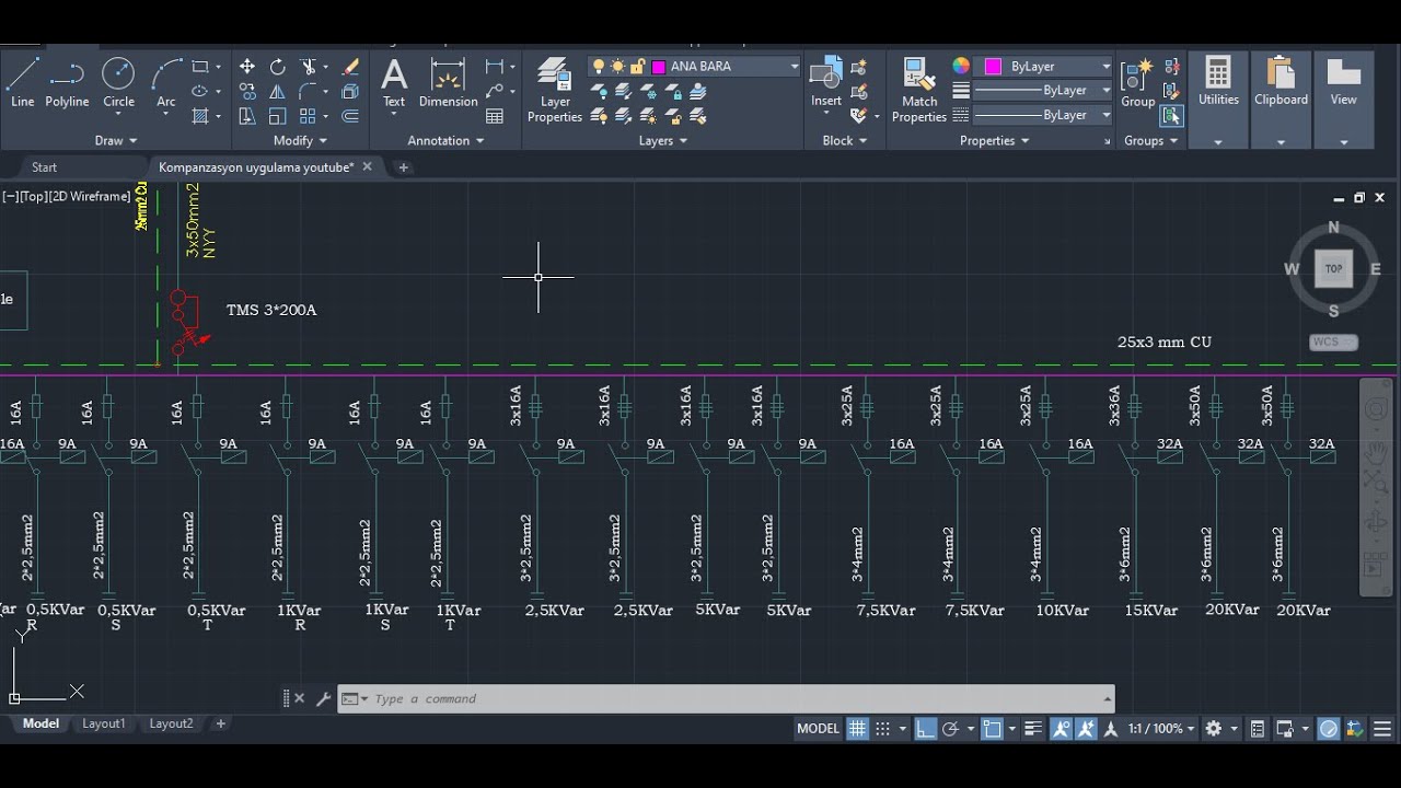 Autocad Kompanzasyon Projesi  & Kompanzasyon Hesabı