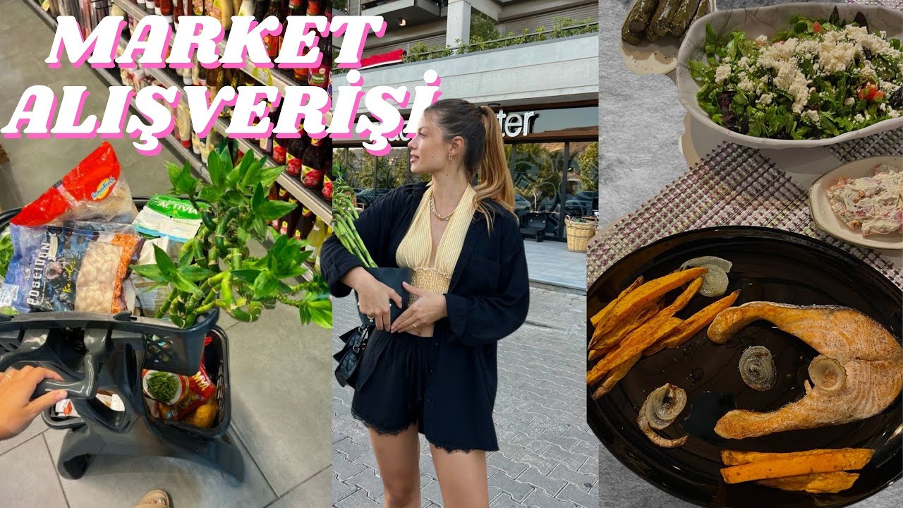 DEV OLMAYAN MARKET ALIŞVERİŞİ 🛒 Fırında Somon ve Tatlı Patates Yapıyoruz, Spora Başladım