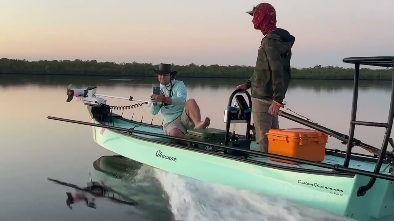 Gheenoe riding on glass Everglades sunrise and Mr Watson’s place