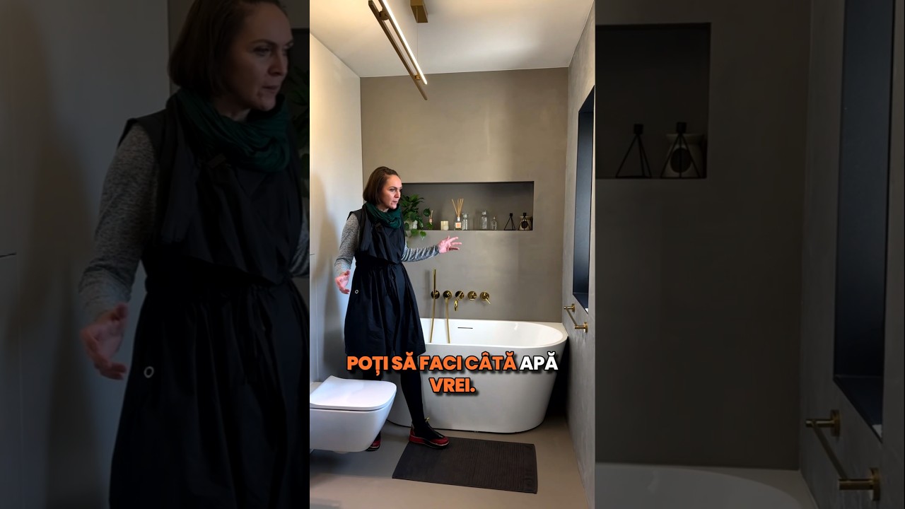Baie fără gresie și faianțā, dar cu microciment și vopsea decorativă
