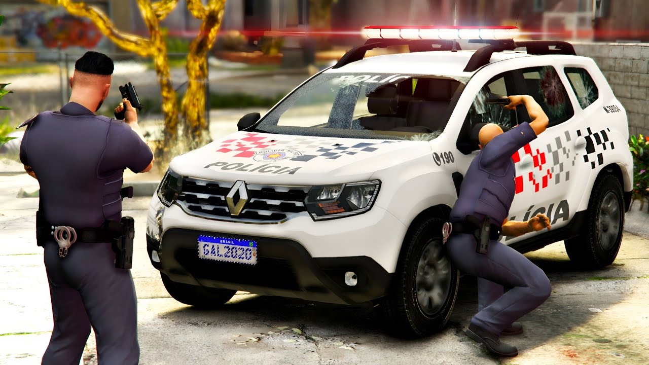 POLICIAIS DA RÁDIO PATRULHA FICAM CERCADOS EM CONFRONTO COM CRIMINOSOS NO GTA 5