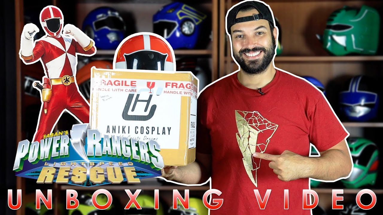 RED LIGHTSPEED RESCUE POWER RANGER ANIKI COSPLAY HELMET UNBOXING VIDEO