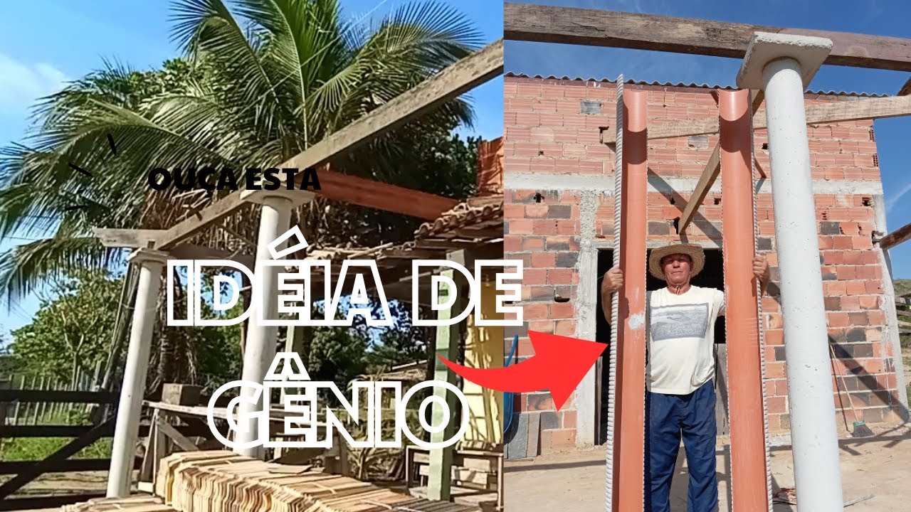 ELE FEZ AS COLUNAS DO TELHADO COM TUBO DE PVC!