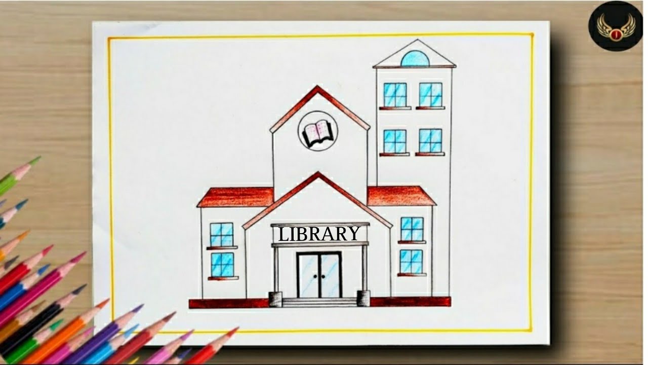How to Draw a Library House Scenery || My Book House Drawing || Pencil Drawing || Library Drawing