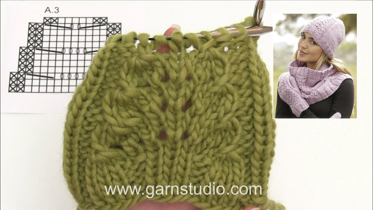 How to knit lace pattern and rib in DROPS 171-56