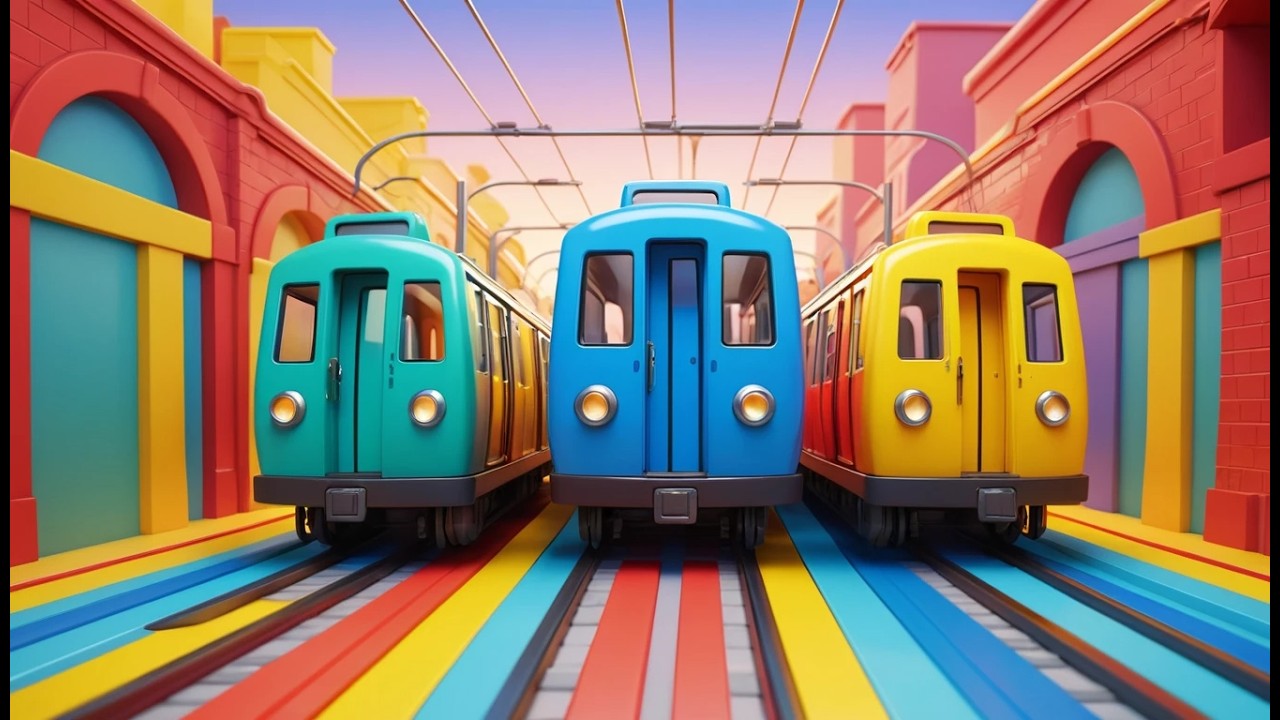 Drei kleine Spielzeugeisenbahnen Rumble Rumble | Zuglied für Kinder & Geräusche Lernen