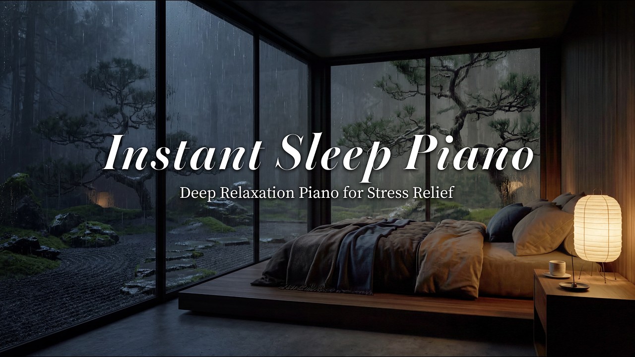 FALL INTO SLEEP INSTANTLY | 1.5 Hours Deep Sleep Piano & Heavy Rain | Wanderer's Rainy Piano
