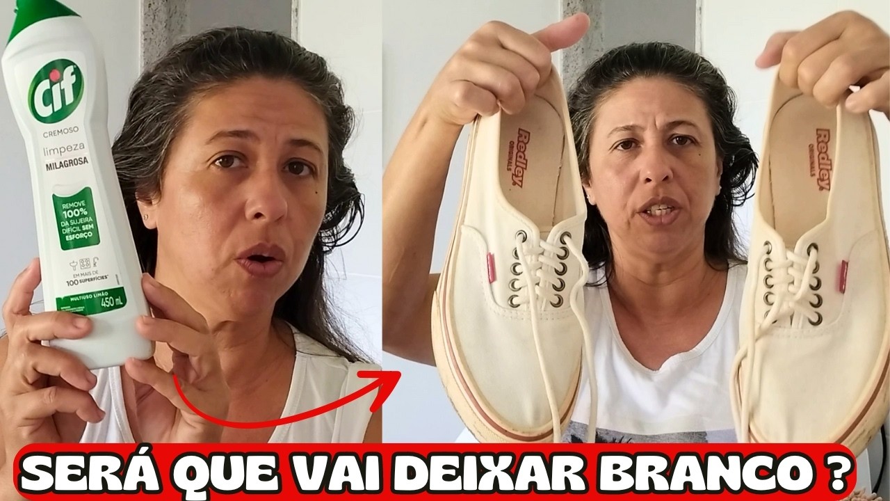 CIF CREMOSO LIMPEZA MILAGROSA SERÁ QUE ELE DESENCARDI e SALVA TÊNIS  BRANCO DE TECIDO ?