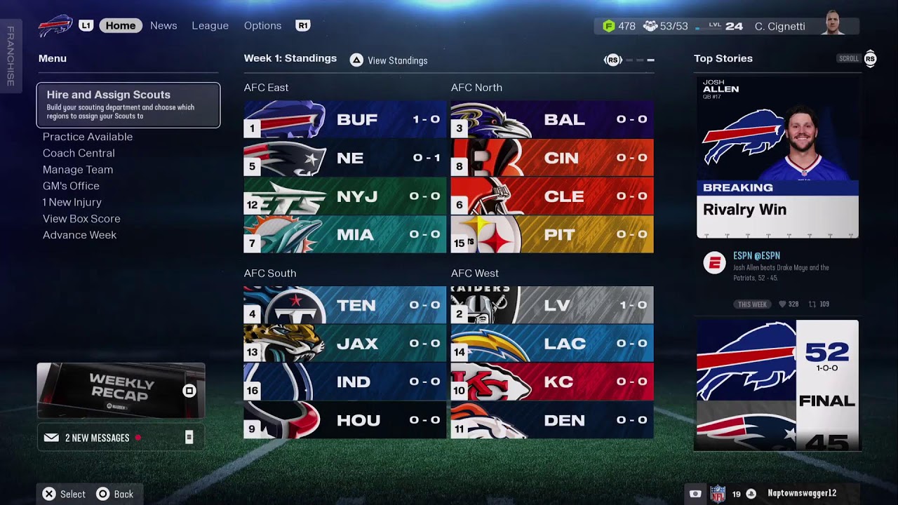 Bills vs pats gaml w1