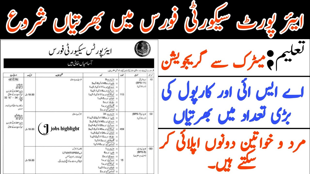 airport security force jobs 2022||asf jobs 2022||asf jobs 2022 advertisement