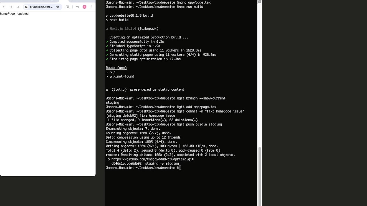 developing & deploying a website | vercel github terminal nextjs prisma | coding + learning + chill