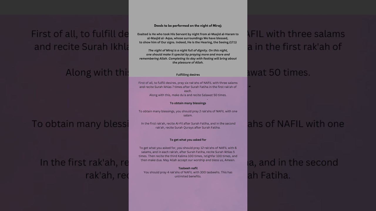 Acts of Worship on the Night of Miraj