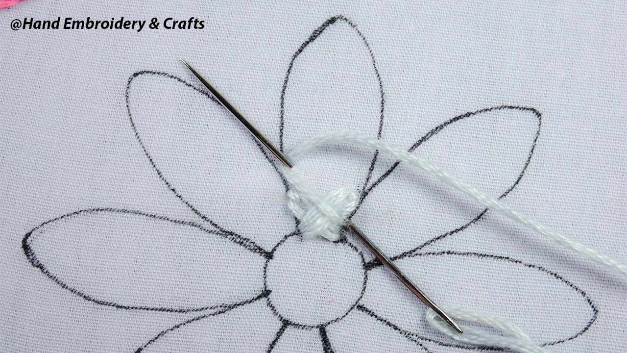hand embroidery super easy lazy daisy and bullion stitch variation flower design for beginners