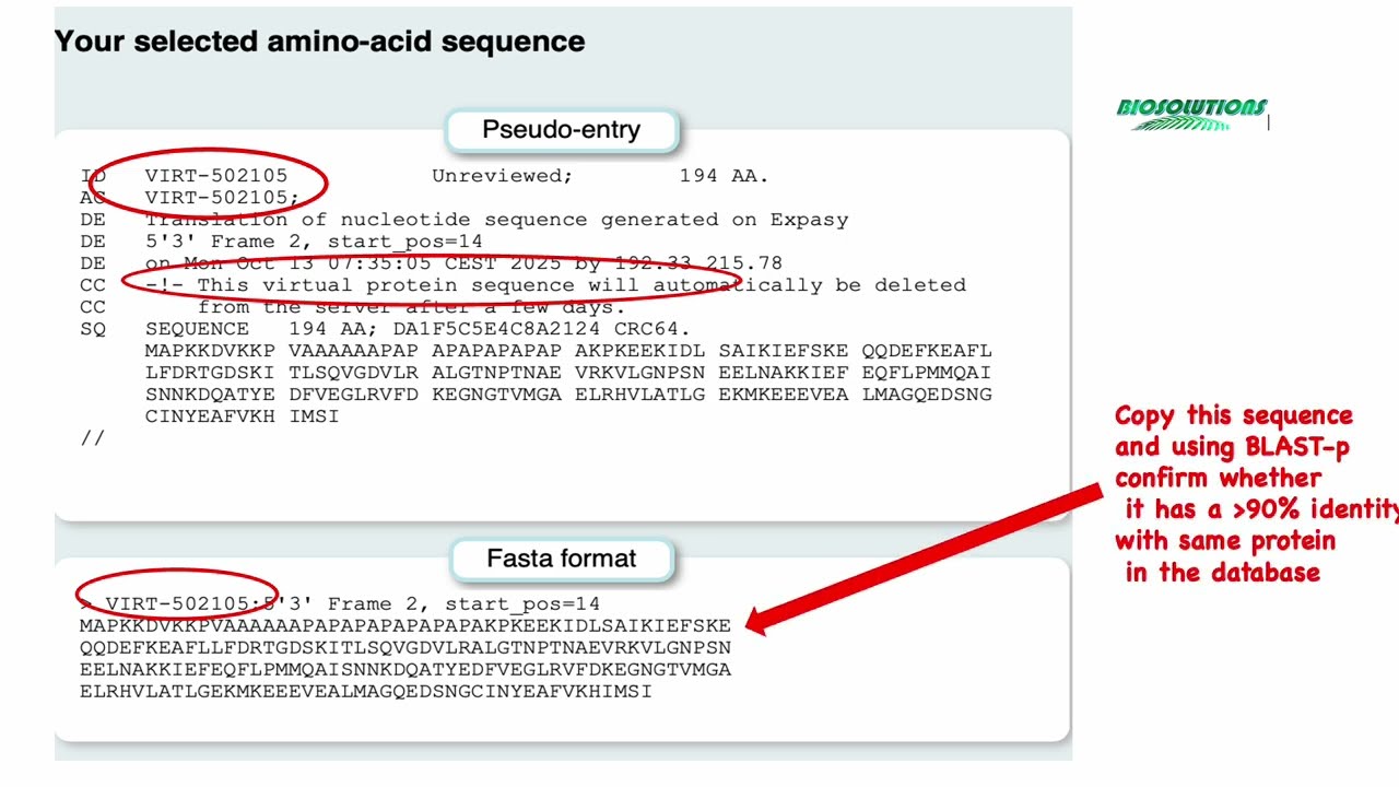 How to use ExPASY #Translate tool.Stepwise demonstration to select correct #Open reading Frame |2025