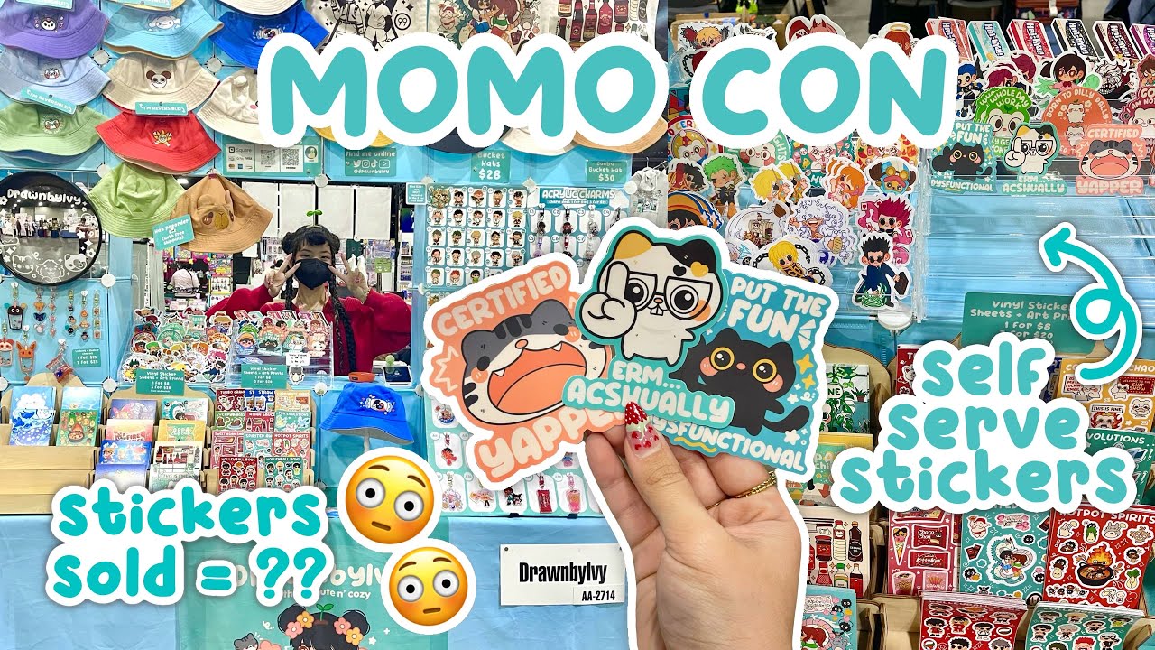 Did I sell more stickers with a SELF-SERVE display? 🤔 $$ | Momo Con ✧ ARTIST ALLEY VLOG