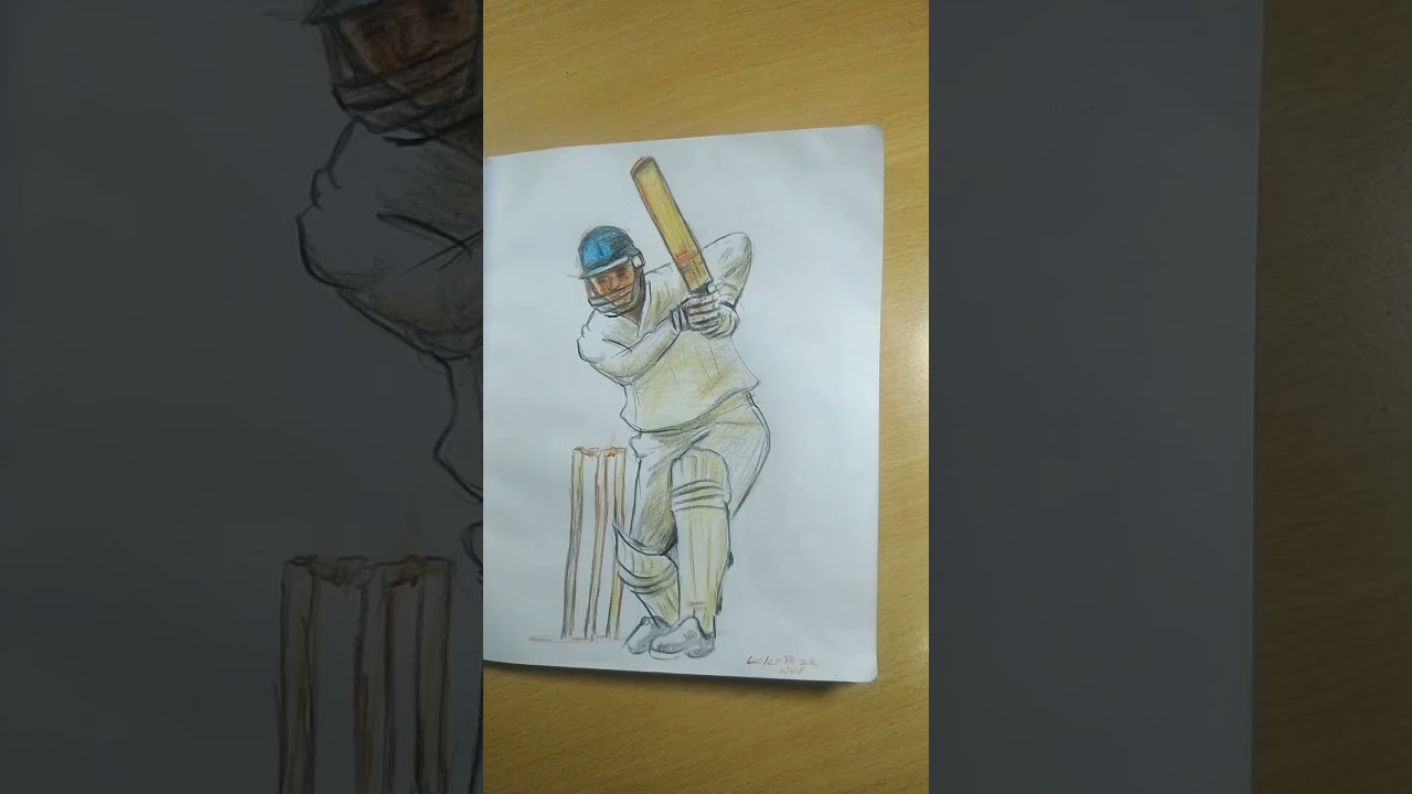 cricket player drawing | Batsman drawing #shorts