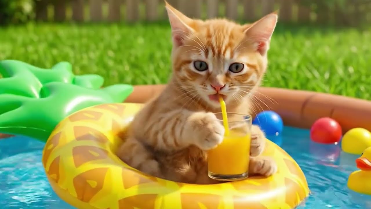 Ginger Kitten Bakes a Delicious Strawberry Cake While Mom Is Away 🍰