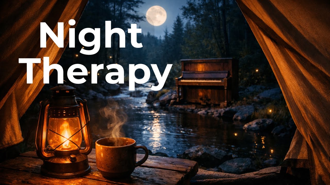 Sleeping by the Stream 🌙 Soft Felt Piano & Night Water Sounds | Deep Sleep Music