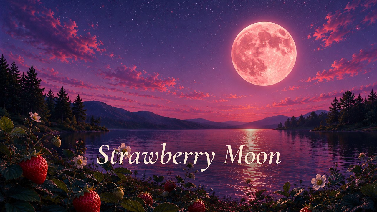 Strawberry Moon, dreamy harp music