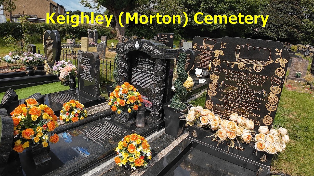 Keighley Morton Cemetery, Yorkshire, UK: A pretty graveyard alongside the Leeds and Liverpool Canal