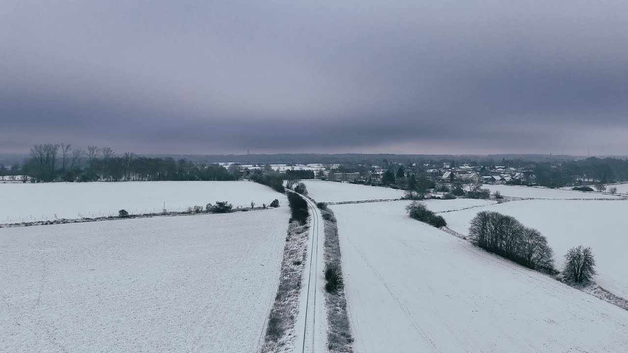 Berlin outskirts covered in snow - Aerial drone shots