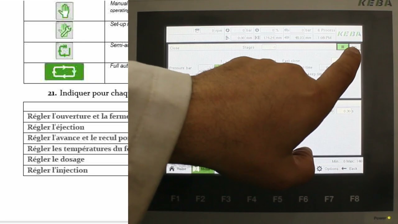 03 PRATIQUE DE L'INJECTION TP3 Paramètre et Fiche Réglage presse d'injection 3sur10 Panneau commande