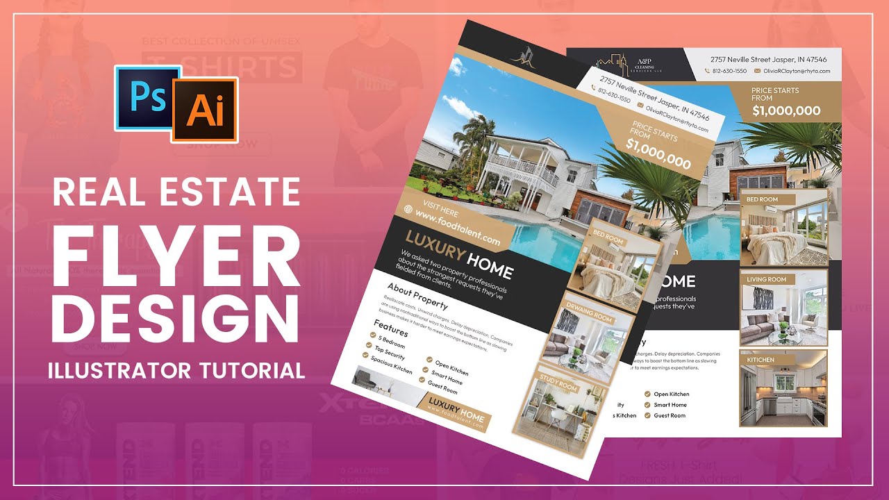 Professional real estate flyer design tutorial 2023 | Flyer design in Illustrator