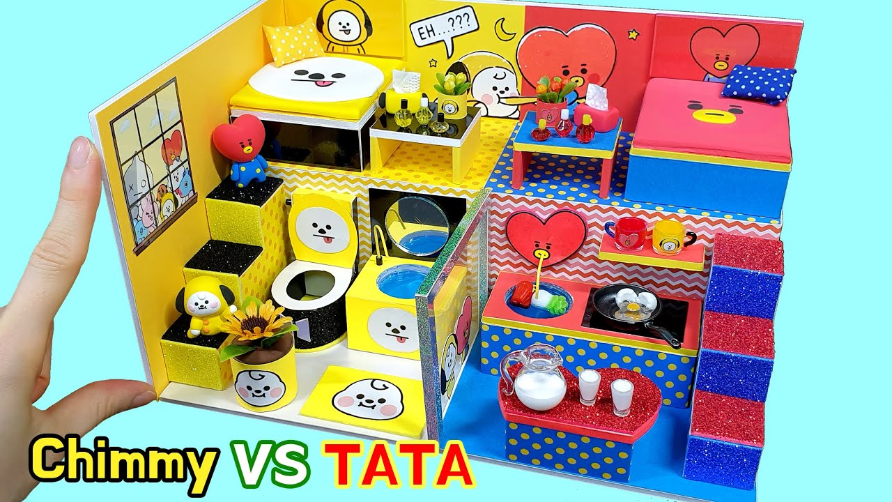 DIY Miniature BTS&BT21 Board House # - Chimmy VS TATA house decor｜미니어쳐 BTS 치미 vs 타타 하우스 만들기