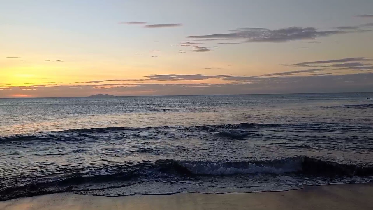 Sunset in white sand
