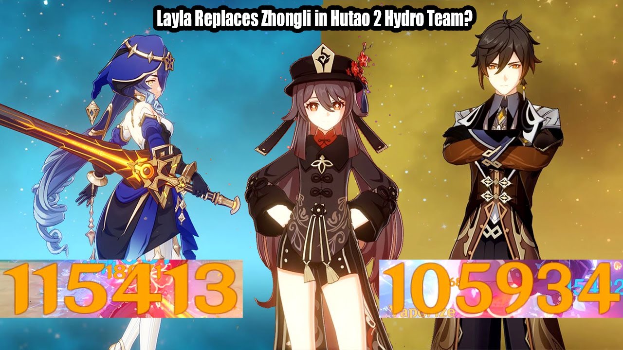 Layla Replaces Zhongli in Hutao 2 Hydro Team? - Layla Khaj-Nisut vs Zhongli Support Comparison