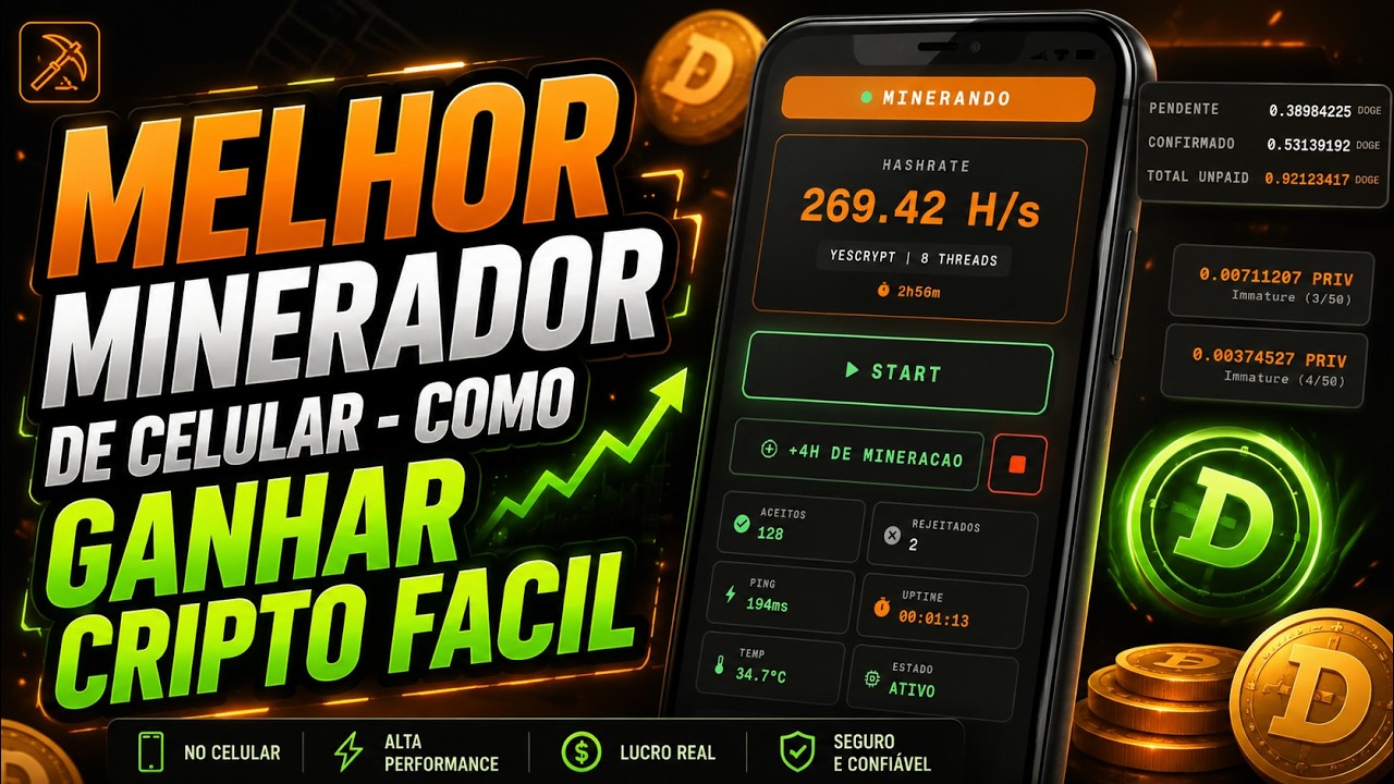 MELHOR MINERADOR DE CELULAR - COMO GANHAR CRIPTO FACIL