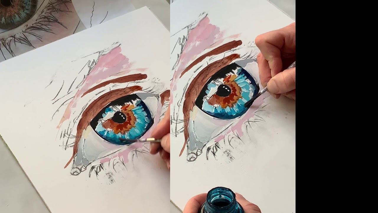 Augen Tutorial; Augen malen mit Acryl Farben