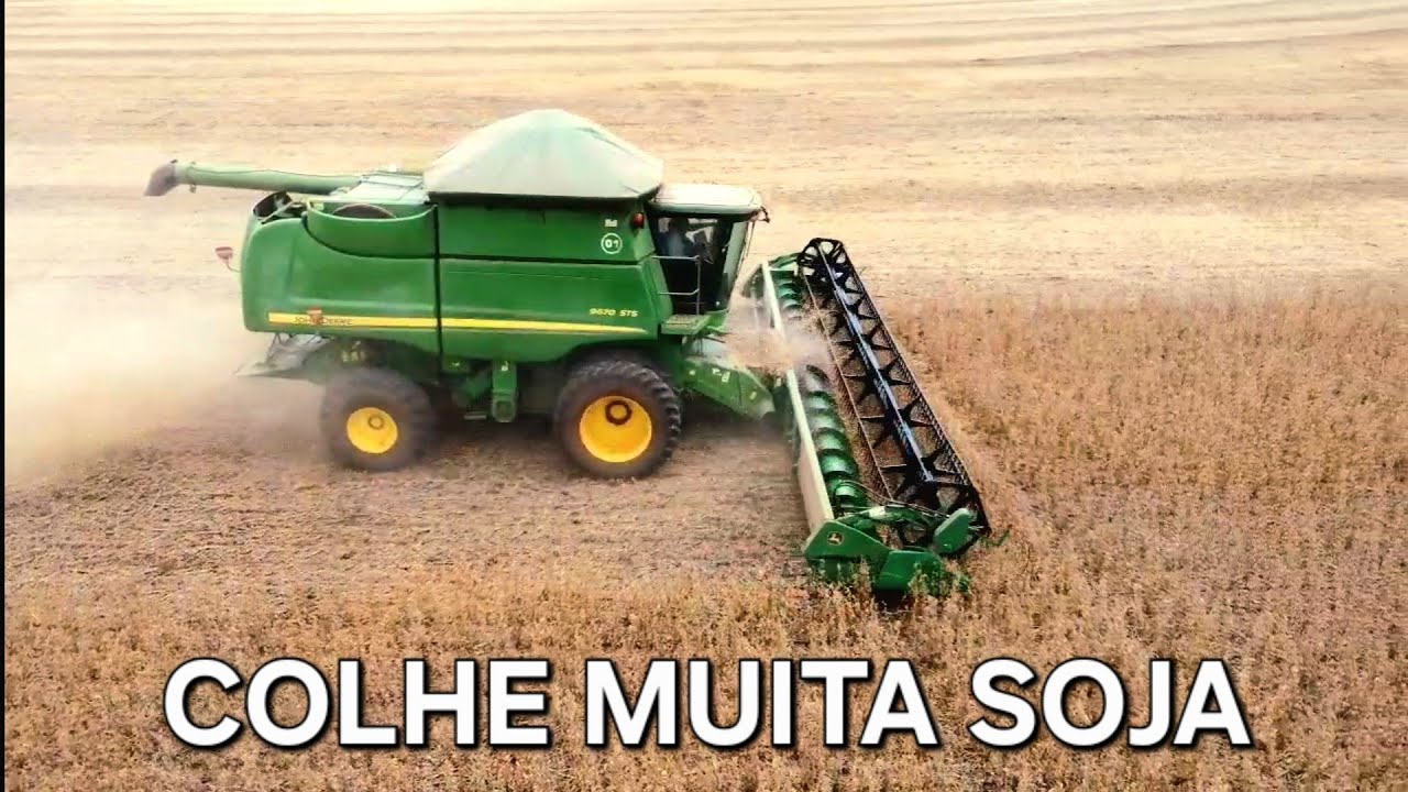 COLHENDO SOJA NO ESTADÃO DE GOIAS COM COLHEITADEIRA JOHN DEREE 9670 STS E 9750 STS#AGRO#BRASIL#DRONE
