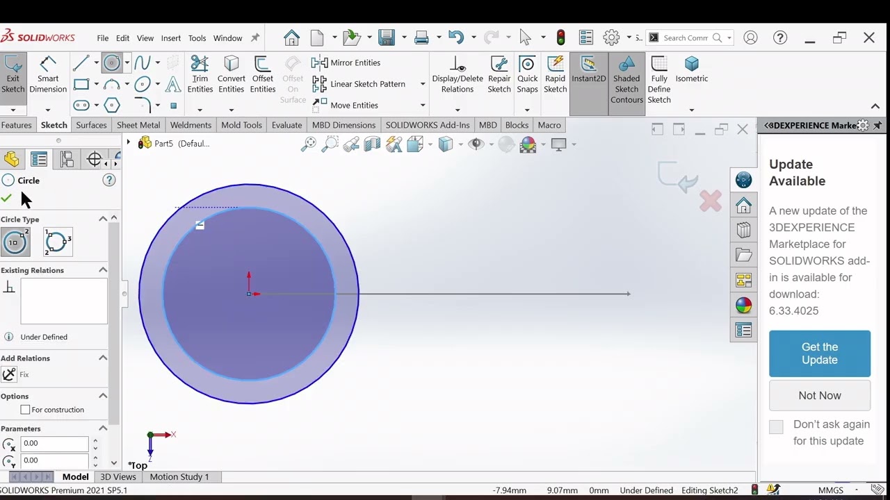SolidWorks | Вправа 04 | Основи для початківців | Команда Swept Boss/Base | Крок за кроком