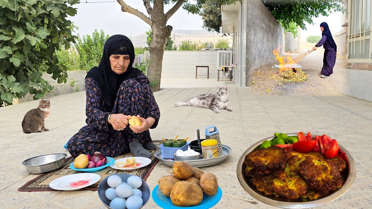 Village lifestyle in Iran: Cooking easy potato cutlets for lunch | village cooking | ILAM 