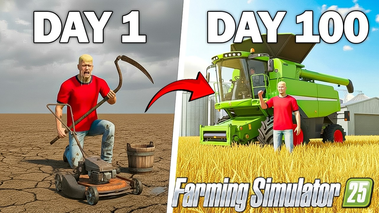 I Survived 100 DAYS on the FLAT MAP with $0 ! Here's What Happened!?(Farming Simulator 25)