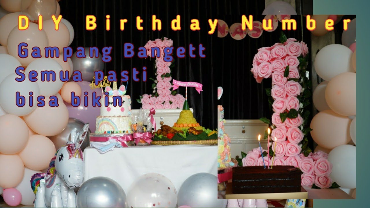 Dekorasi ulang tahun cantik bahan kardus | DIY birtday number decoration with flowers