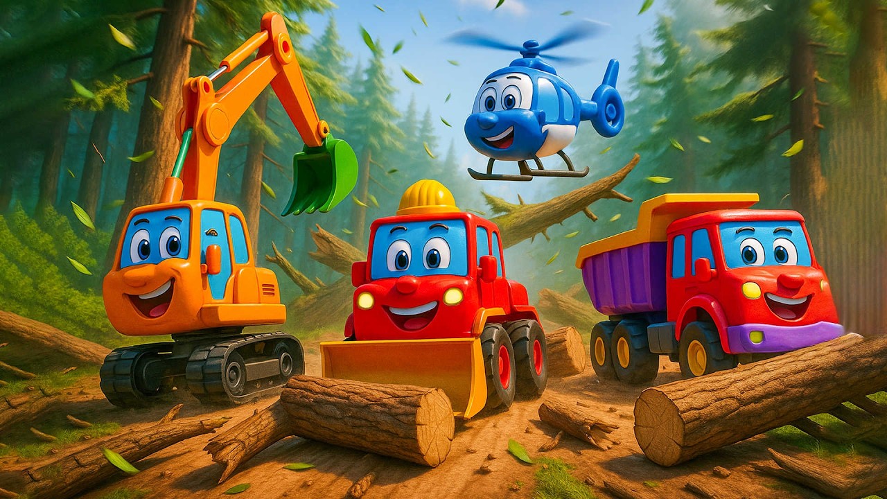 Logging and Transporting Wood🌲🚜| Excavators and Trucks at Work | Funny Vehicles Animation