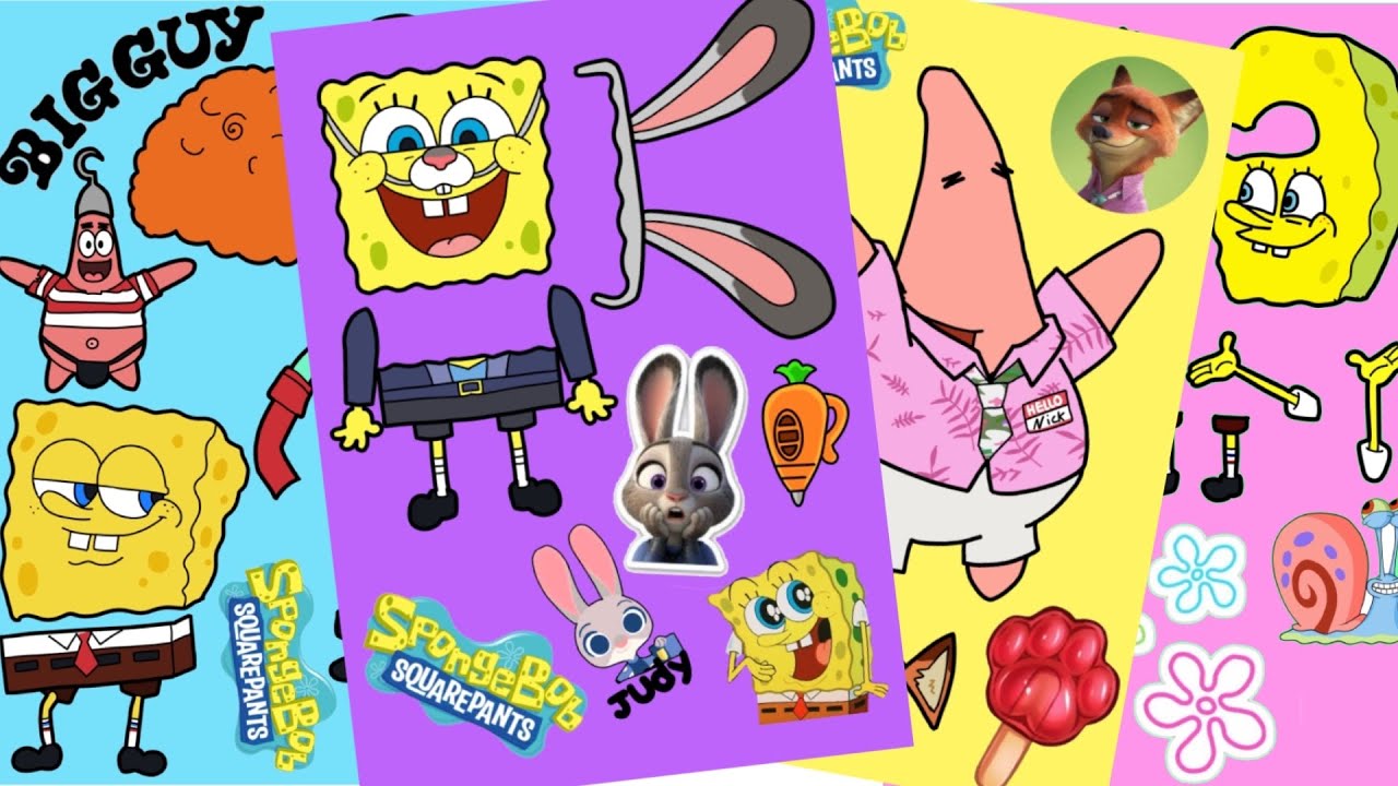 Zootopia2 x Big guy x 67 Spongebob disticker 스펀지밥 종이스티커 #sticker #spongebob